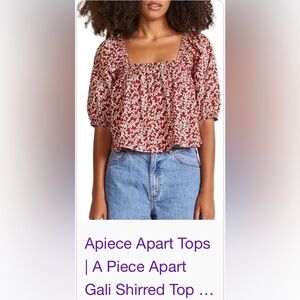 apiece apart Red floral cotton (100% Organic Cotton). Top.Never been warn